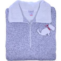 Grey - Women Nightgowns Slenderella Light Grey, 12/14 Ladies Knitted Marl Scottie Dog Fleecy Nightdress