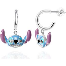 Earrings Disney Stitch Silver Plated Enamel Charm Hoop Earrings Silver tone, blue