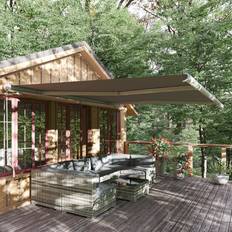 Metal Awnings OutSunny Outsunny Grey Full Cassette Electric Manual Retractable Awning