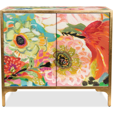 Orange Console Tables Empire Art Direct "Secret Garden Floral" Cabinet on Beveled Reverse Console Table