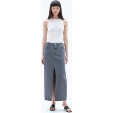 Organic Fabric Skirts Filippa K Long Slit Denim Skirt Grey