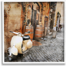 Wall Decorations Stupell Industries Moped In Town Alley On Wood Studio Print Framed Art