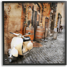 Framed Art Stupell Industries Moped In Town Alley On Wood Studio Print Framed Art