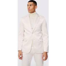 Satin Blazere boohooMAN Skinny Fit Satin Blazer - Beige