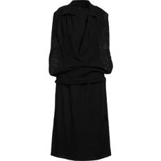 Flannel Dresses Maison Margiela Woman Midi dress Black Wool, Silk