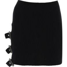 Short Skirt Skirts Mini Ribbed Knit Skirt - Black