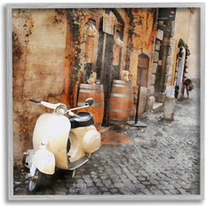 Framed Art Stupell Industries Moped In Town Alley On Wood Studio Print Framed Art