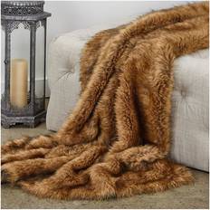 Plutus PBEZ1786-114x120 Tip Dyed Fox Blankets Brown