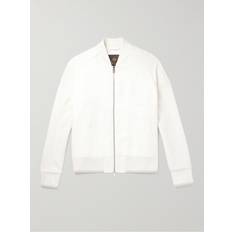 Loro Piana Outerwear Loro Piana Panelled Herringbone and Waffle-Knit Linen and Silk Bomber Jacket Men White