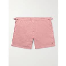 Loro Piana Swimwear Loro Piana Schooner Straight-Leg Mid-Length Striped Seersucker Swim Shorts Men Red