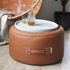 Tiny Moon Leather Pouf Cognac