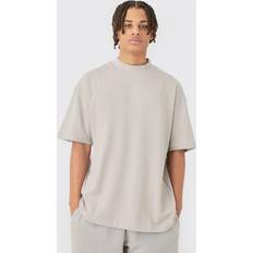 Ylisuuri T-paidat boohooMAN Oversized Heavy Extended Jacquard Neck T-shirt - Lilac