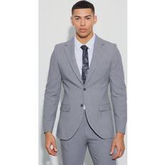 Suits boohooMAN Mens Jersey Skinny Single Breasted Suit Jacket Grey