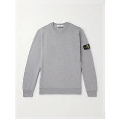 Stone Island Gensere Stone Island Logo-Appliquéd Garment-Dyed Cotton-Jersey Sweatshirt Men Gray