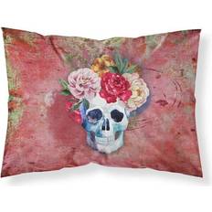 Red Pillow Cases Jensen Day of the Flowers Skull Fabric Pillow Case Red