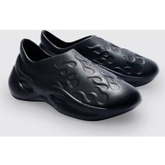 Perforated Flame Moulded Mule - Black