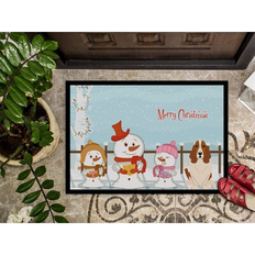 Jute Entrance Mats Caroline's Treasures Burlap Merry Christmas Basset Hound White