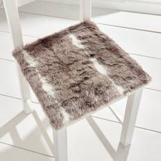 Dunelm Faux Fur Natural Square Seat Pad Chair Cushions Grey