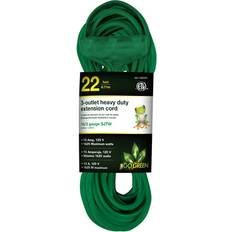 Extension Cords GoGreen Power 16/3 SJTW 22ft 3 Outlet Heavy Duty Extension Cord, GG-15022GN Green