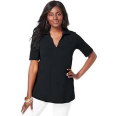 Jessica London Polo Shirts Jessica London Plus Women's Polo Tee in Black Size M