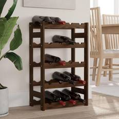 Grey Wine Racks vidaXL Brown Solid Wood Pine Wine Rack