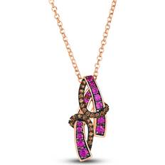 Brown - Rose Gold Necklaces Le Vian Wrapped Chocolate Natural Pink Sapphire Necklace 1/6 ct tw Diamonds 14K Strawberry Gold 19" Rose Gold one