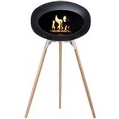 Ethanol Fireplaces Le Feu Ground Wood Bio Ethanol Fireplace in Black Steel Base/Smoked Oak