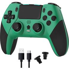 Terios TERIOS Wireless Pro Controller Compatible with PS4 /PS4 Pro/PS4 Slim Console, Gaming Remote with Built-in 800mAh Rechargeable Battery/Precise Joystick/Audio/Turbo/Advanced Buttons Programming Green