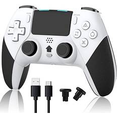 Game Controllers Terios TERIOS Wireless Pro Controller Compatible with PS4 /PS4 Pro/PS4 Slim Console, Gaming Remote with Built-in 800mAh Rechargeable Battery/Precise Joystick/Audio/Turbo/Advanced Buttons Programming Black