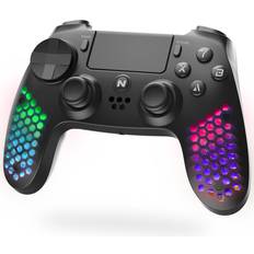 Game Controllers Nitho Wireless Controller for PS4, Controller Compatible PS4/PC/Android/iOS, PS5 only PS4 games Hexagonal Design Gamepad RGB LED Lights/Vibration/6-Axis Motion Sensor/Touchpad