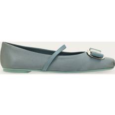 Green - Women Ballerinas Ferragamo Ferragamo Zina T Satin Ballet Flat