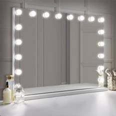 Cosmetic Tools Fenchilin Hollywood Vanity Make Up Mirror with Lights 18 LED Tabletop Wall Metal White