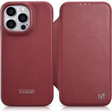 CE Premium Leather Folio Fodral iPhone 14 Pro Magnetic Flip Leather Folio Fodral MagSafe Röd WMI14220714-RD