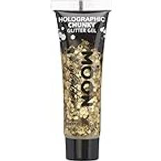 Guldiga Kroppsmakeup Smiffys Holografisk chunky gel glitter för ansikte och kropp av Moon Glitter 12 ml guld glitter ansikte glitter