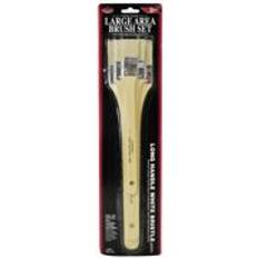 Royal & Langnickel Long Handled Stiff White Bristle Hair Artist Paint Brush Set Pk Of 3