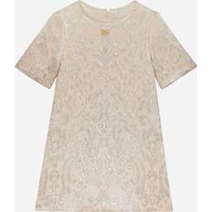 Dolce & Gabbana Gold Dresses Dolce & Gabbana Short-sleeved Brocade Dress Gold Fabric