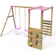 Monkey bars Rebo Monkey Bars Venus, Pink Wooden Children's Garden Swing Set with Monkey Bars