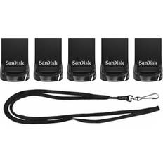 SanDisk 32gB 5 Pack Ultra Fit USB 31 Mini Flash Drive 130MBs SDcZ430-032g Bundle with 1 goRAM Lanyard 32gB, 5 Pack