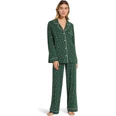 Viscose Sleepwear eberjey Gisele Printed The Long PJ Set Winterpine Forest Green/Ivory Women's Pajama Sets Blue