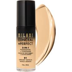 Cosmetics Milani Conceal Perfect 2-in-1 Foundation Concealer Creamy Vanilla 1 Fl. Oz. Cruelty-Free Liquid Foundation Cover Under-Eye Circles, Blemishes & Skin Discoloration for a Flawless Complexion