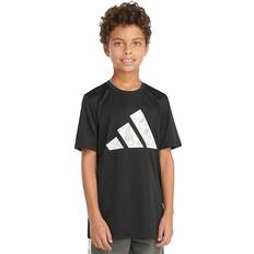 Adidas Black T-shirts Adidas Big Boys Short Sleeve Pebble Camo Logo Polyester T-Shirt Black