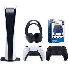 Sony Playstation 5 Digital Edition with Extra Black Controller Black PULSE 3D Headset and Surge Pro Gamer Starter Pack 11-Piece Accessory Bundle