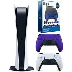 PlayStation 5 Game Consoles Sony Playstation 5 Digital Version PS5 Digital with Extra Galactic Purple Controller and Gamer Starter Pack Bundle