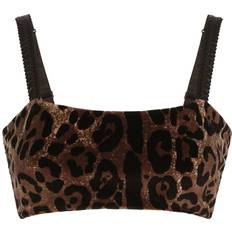 Dolce & Gabbana Tank Tops Dolce & Gabbana leopard-print sleeveless crop top women Cotton/Cotton/Nylon Brown