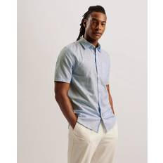 Ted Baker Clothing Ted Baker Palomas Mens Short Sleeve Linen Shirt Light Blue