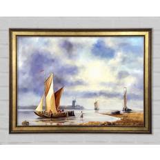 Longshore Tides Preparing To Dock Boat Illustration Gold Bild 118.9x84.1cm