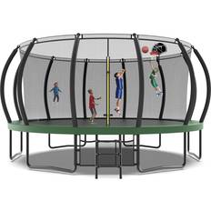 Blue Trampolines Evedy Evedy Tranpoline 15FT Tranpoline for Kids and Adults with Basketball Hoop Recreational Tranpolines with Enclosure Net,Curved Poles, Ladder & Storage Bag, ASTM Approved Outdoor Tranpoline