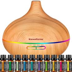 InnoGear Aromatherapy Diffuser & 10 Essential Oils Set, 400ml Oil Diffusers Ultrasonic Diffuser Cool Mist Humidifier with 4 Timers 7 Colors Light Waterless Auto Off for Large Room Office