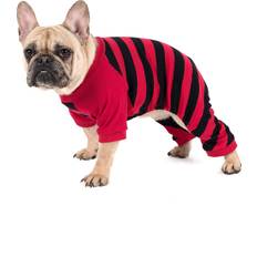 Leveret Matching Dog Pajamas Christmas Red/Black Stripes