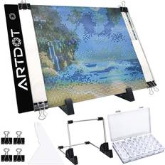 Artdot A4 LED Light Pad for Diamond Painting Kits, USB Powered Light Board, Adjustable Brightness with Detachable Stand and Clips